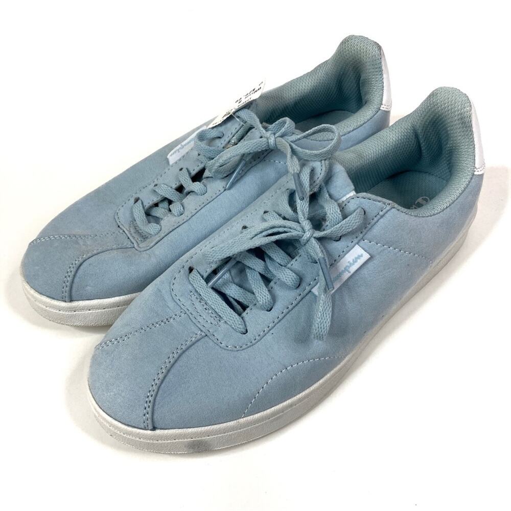 Champion | Pastel Blue Faux Suede Low Top Lace Up Sneakers 8